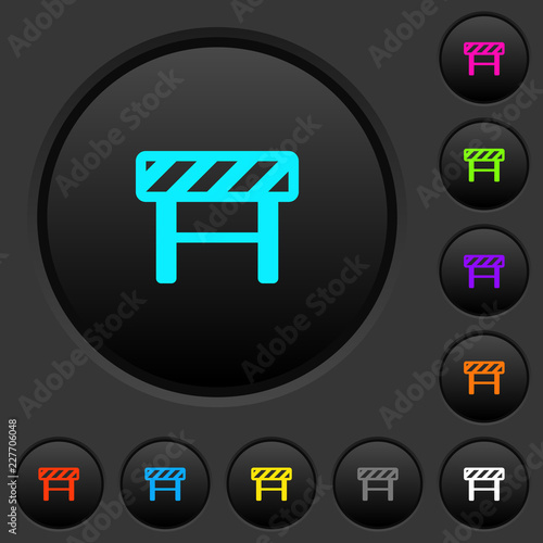 Construction barrier dark push buttons with color icons