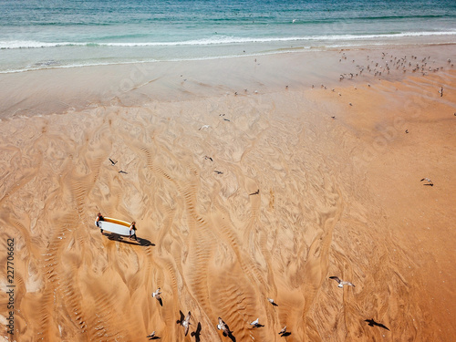 aerial view of surf beach in porto