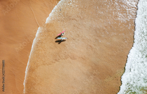 aerial view of surf beach in porto