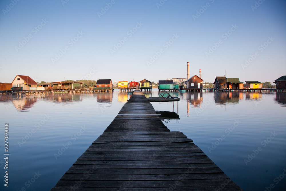 Fototapeta premium floating village on lake Bokod, Hungary