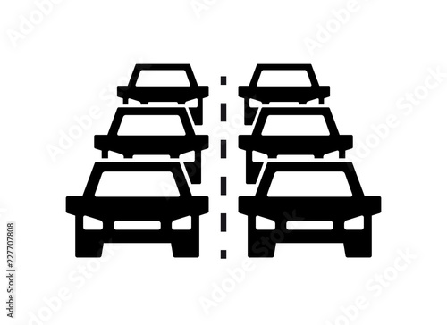 Car traffic jam vector icon, symbol and sign illustration on white background.