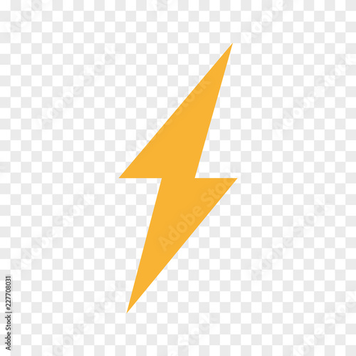 Vector lightning bolt, flash icon. Thunder symbol and sign illustration on transparent background