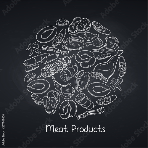 meat products on chalkboard