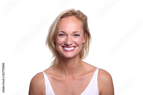 Commercial caucasian woman with blond hair