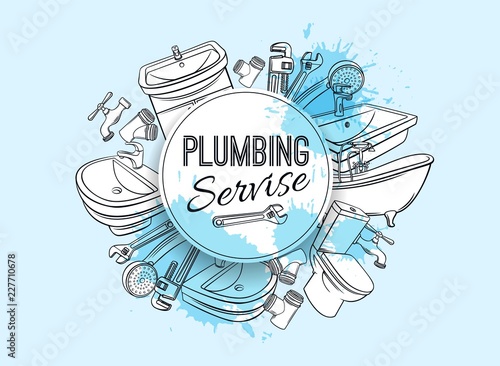 Plumbing service banner.