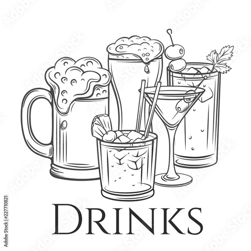 Alcoholic drinks icon, retro
