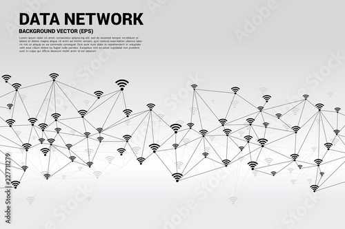 Vector Polygon dot connect line shaped mobile data icon. Concept for data transfer of  mobile and wi-fi data network.