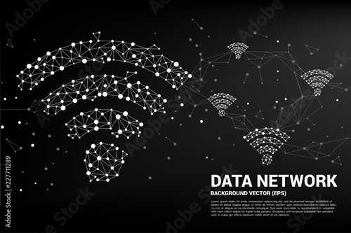 Vector Polygon dot connect line shaped mobile data icon. Concept for data transfer of  mobile and wi-fi data network.