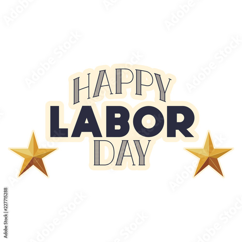 happy labor day with star isolated icon