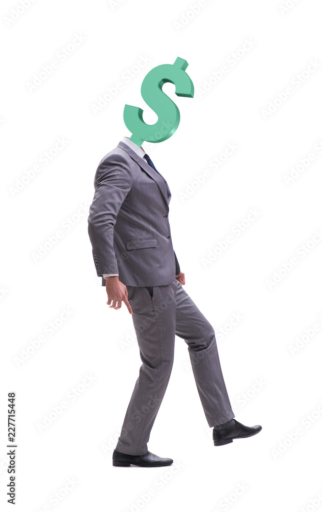 Businessman with dollar sign instead of head Businessman with dollar sign instead of head