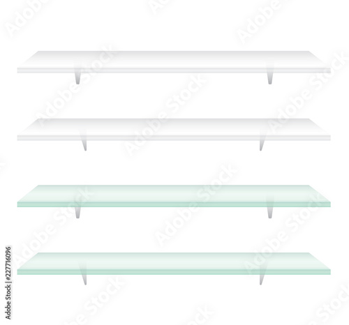 Glass display shelves with chrome handles