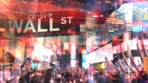 Decorative collage New York city landmarks wall st time square