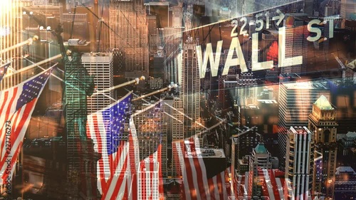 New York City collage montage with famous tourist attraction landmarks