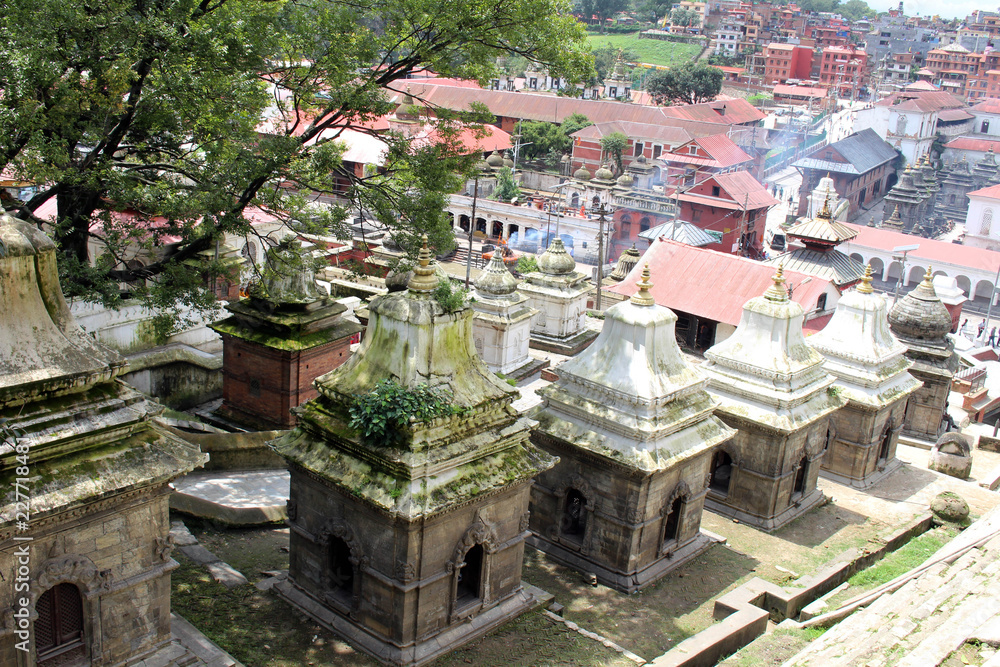 Dozens or hundreds of small temples across Bagmati River of Pashupatinath in Kathmandu