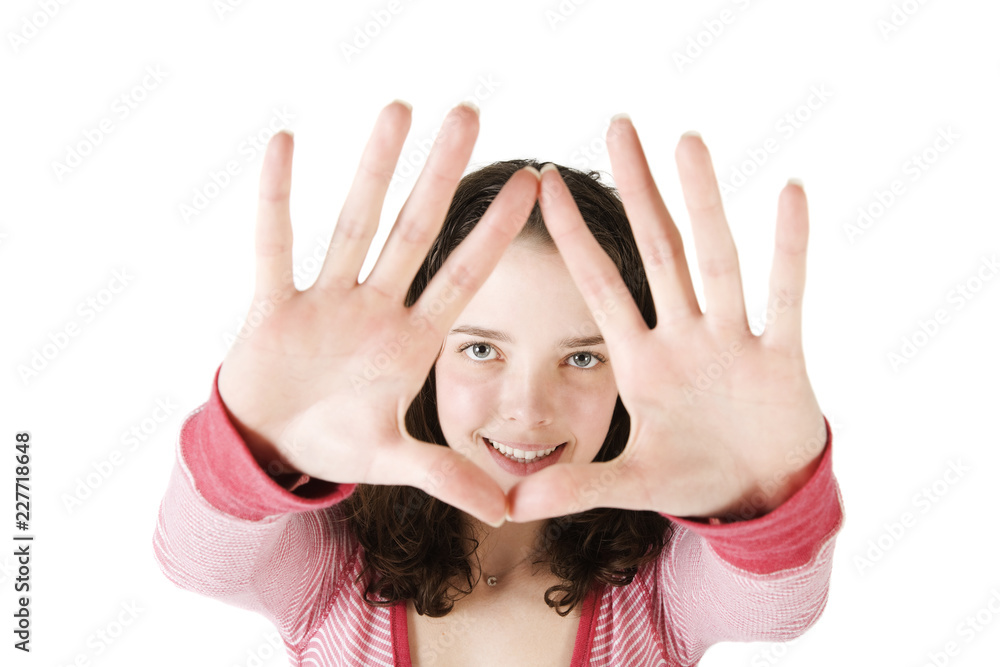 girl with hands on her head girl with hands on her head