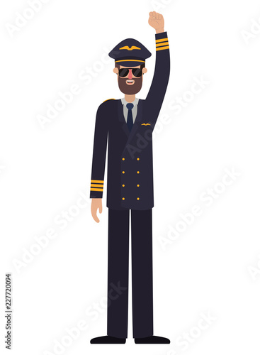 man pilot with hand up avatar character