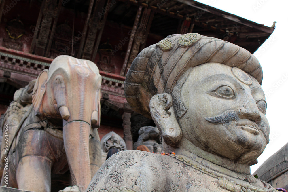 The prominent Nyatapola Temple around Bhaktapur Durbar Square in Kathmandu Valley