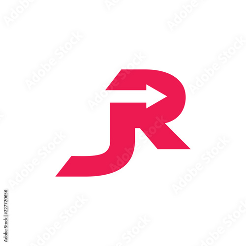 letter jr linked arrow logo vector