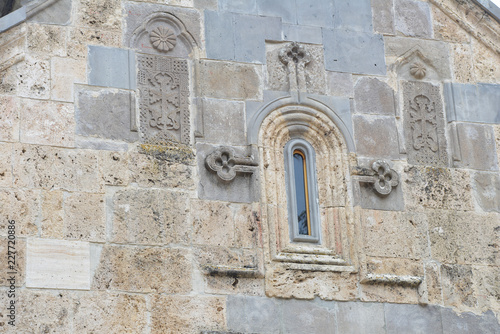 Beautiful Armenian monastery Haghartsin in the autumn forest.