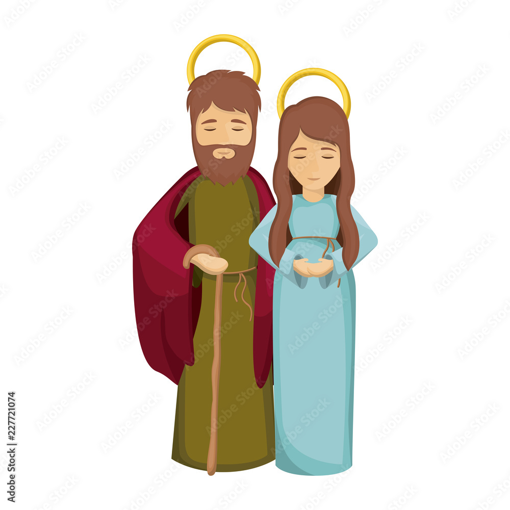 Mary and joseph cartoon of holy night design