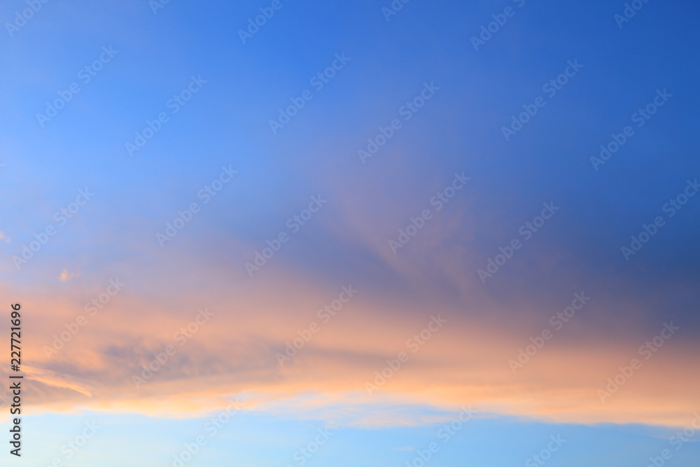 An minute before sunset with twilight color sky and beautiful shape of cloud for natural background and wallpaper