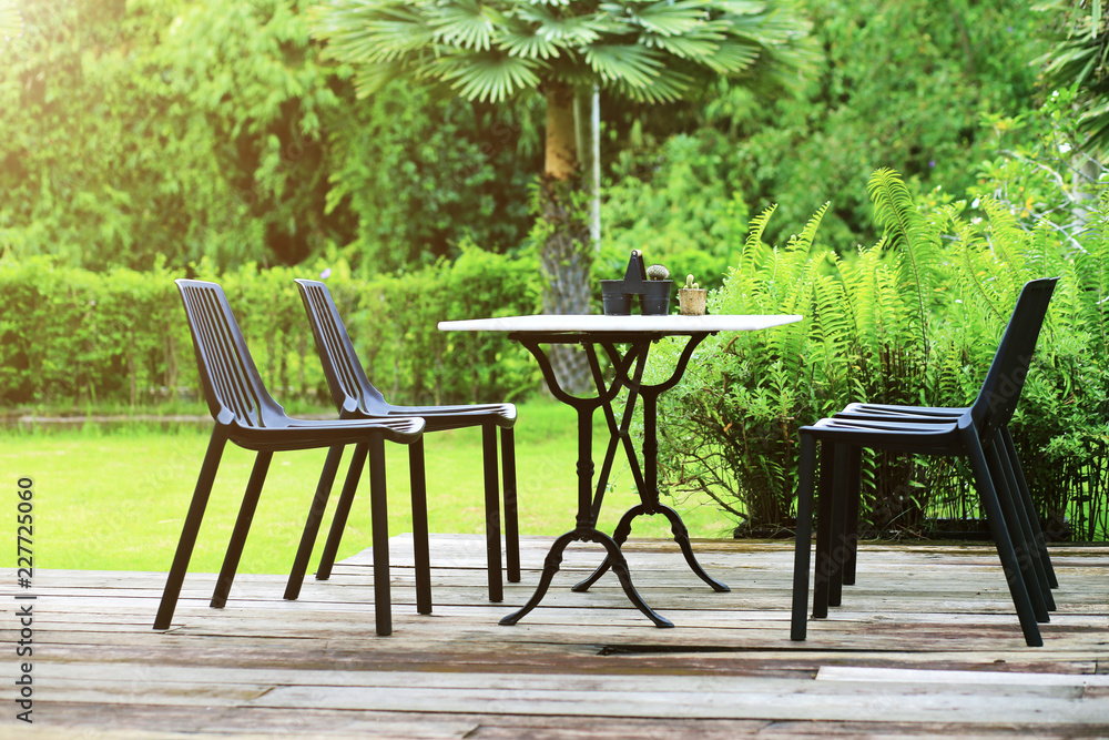 Obraz premium Modern designed outdoor furniture set relax corner table and chairs