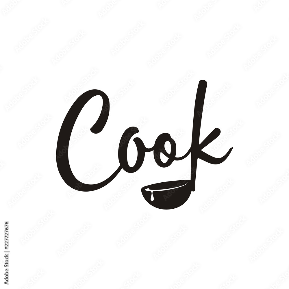 Cook Typography with Coup Ladle Logo Design Cook Typography with Coup Ladle Logo Design