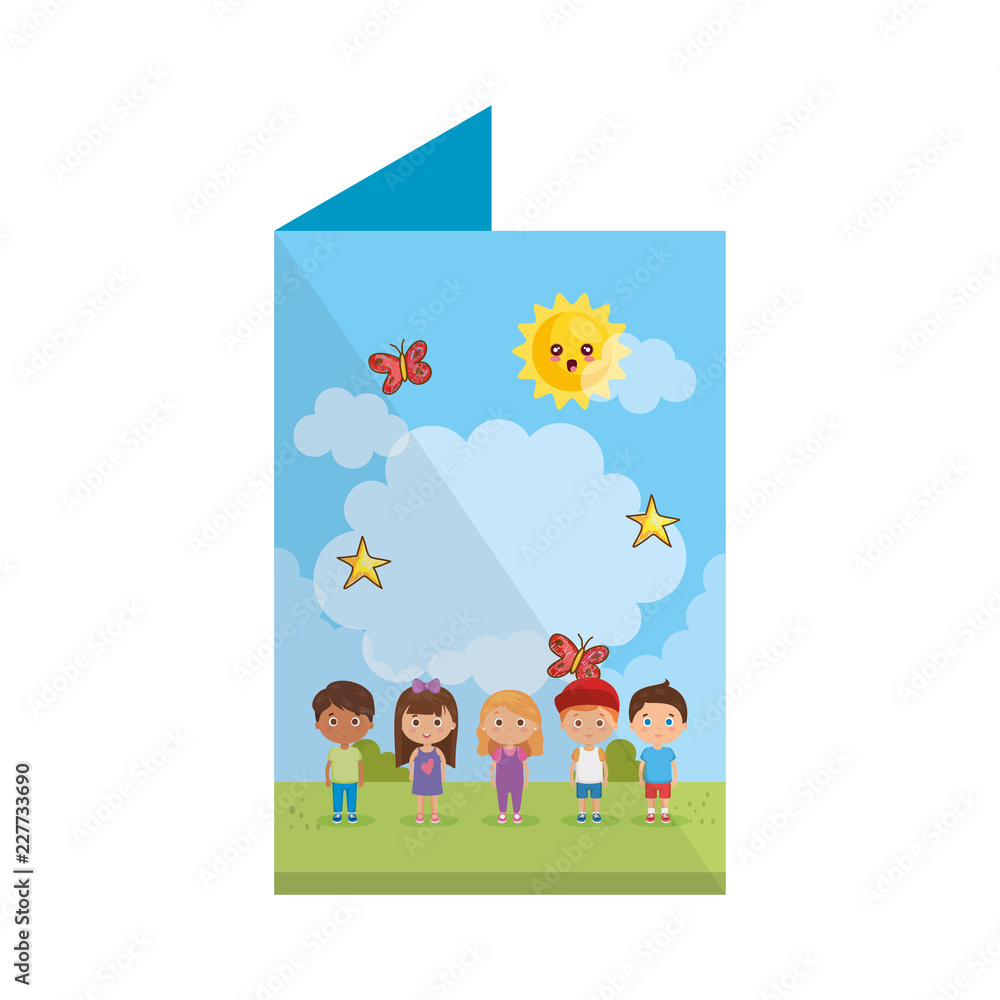 Fototapeta premium postcard with group of kids