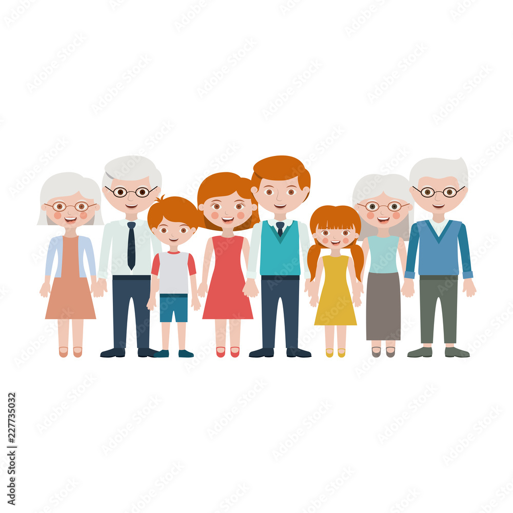 Grandparents parents and kids cartoons design Grandparents parents and kids cartoons design