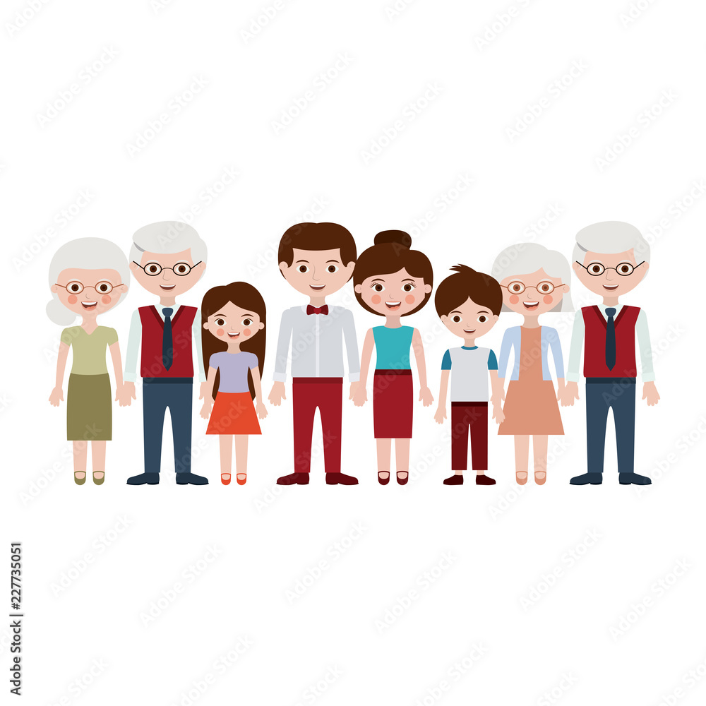 Grandparents parents and kids cartoons design Grandparents parents and kids cartoons design