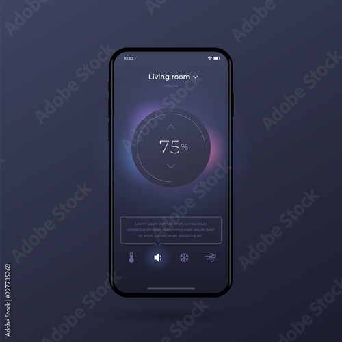 Dashboard UI and UX Kit. Control center design. Temperature control in the room. EPS 10.