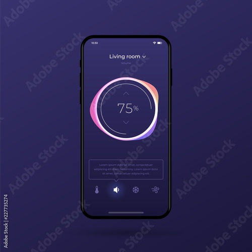 Dashboard UI and UX Kit. Control center design. Temperature control in the room. EPS 10.