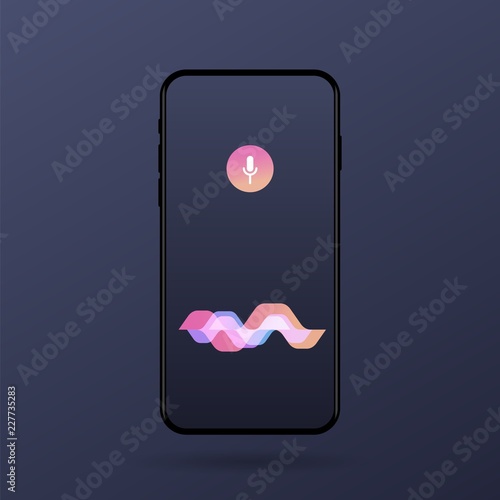 Vector illustration personal assistant and voice recognition on mobile app. For website and mobile website development. Eps 10.