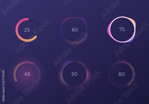 Control knob used for regulating. Dashboard UI and UX Kit. Control center design. Progress bar. Temperature control. Eps 10.