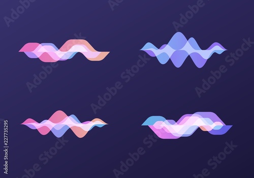 Sound waves set. Vector illustration personal assistant and voice recognition on mobile app. For website and mobile website development. Eps 10.