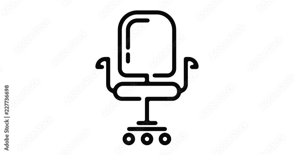 Office chair line icon motion graphic animation with alpha channel. Office chair line icon motion graphic animation with alpha channel.