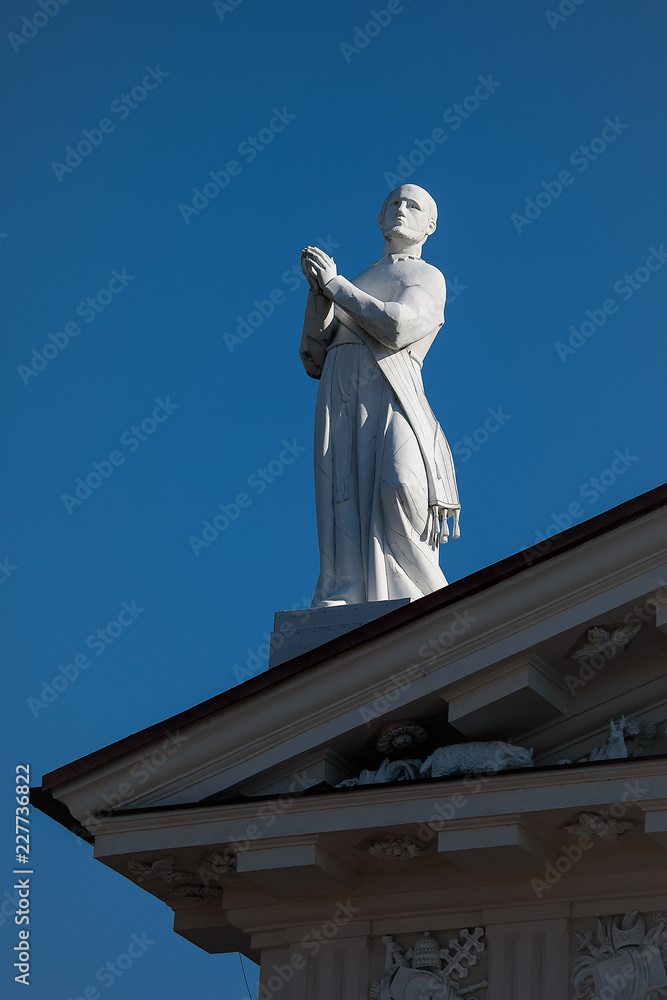 Sculpture of St Stanislaus on the pediment of Vilnius Cathedral