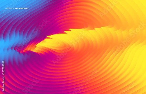 3D wavy background with ripple effect. Abstract vector illustration. Design template. Modern pattern.