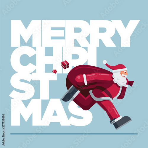 Running Santa Claus Christmas Card