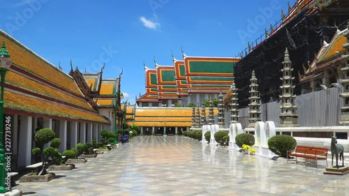Bangkok, Thailand - September 15, 2018 : Wat Suthat Thepwararam is the most Buddhist temple tourist attractions in Bangkok, Thailand 