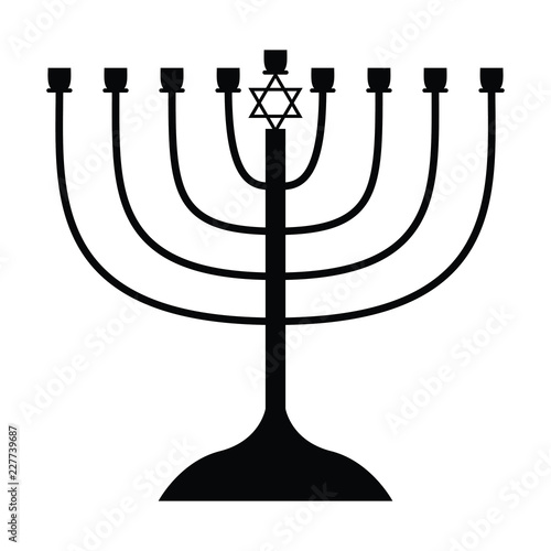 A black and white silhouette vector of a menorah