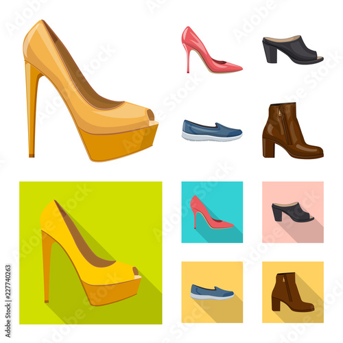 Isolated object of footwear and woman sign. Collection of footwear and foot stock symbol for web.