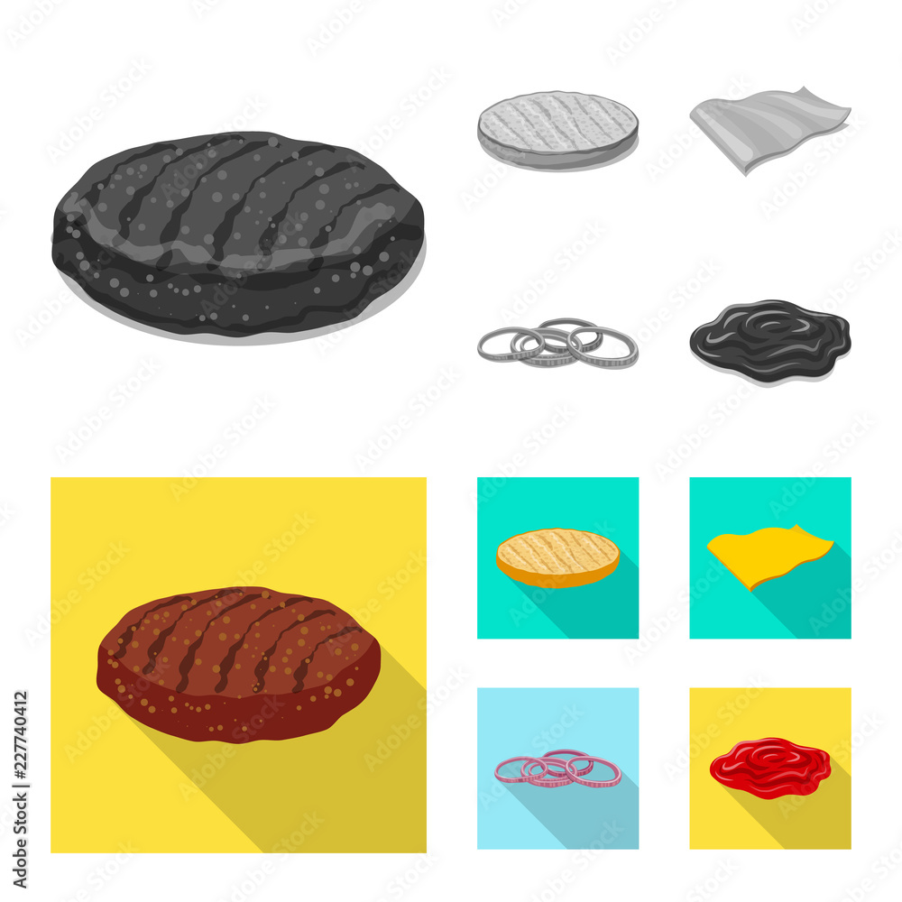 Isolated object of burger and sandwich logo. Collection of burger and slice stock vector illustration.