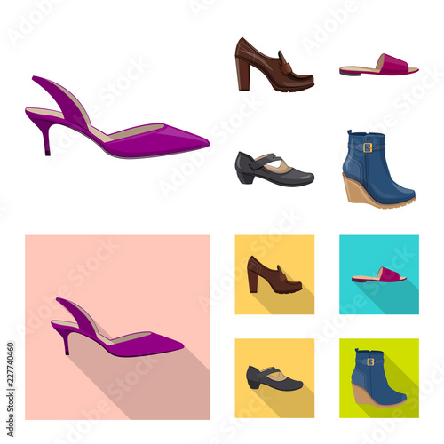 Isolated object of footwear and woman sign. Set of footwear and foot stock symbol for web.