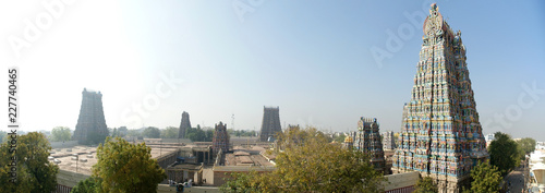 Meenakshi hindu temple in Madurai, Tamil Nadu, South India. Panorama photo