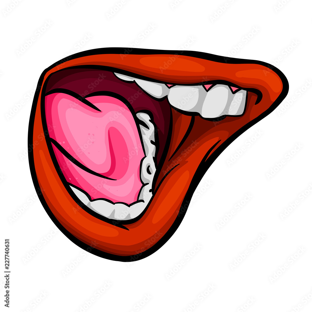 isolate on white background open mouth with teeth Stock Illustration ...