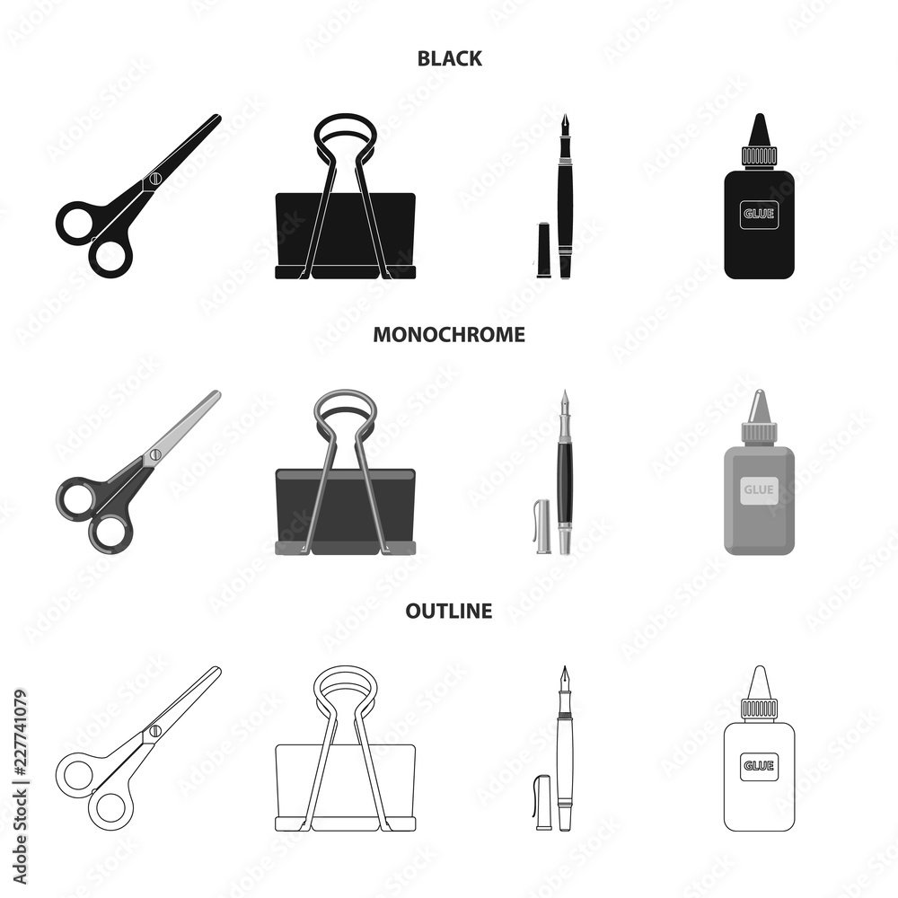 Vector design of office and supply symbol. Set of office and school vector icon for stock. Vector design of office and supply symbol. Set of office and school vector icon for stock.