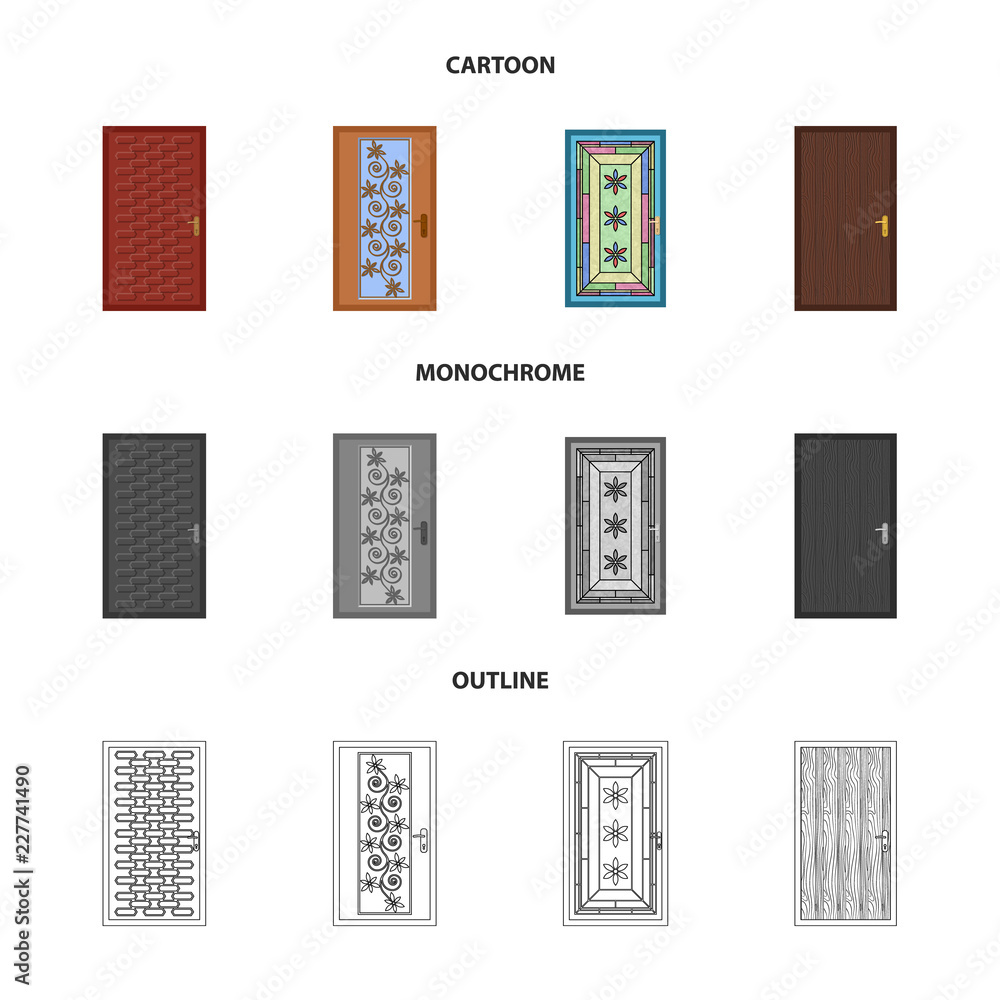 Vector illustration of door and front symbol. Set of door and wooden vector icon for stock. Vector illustration of door and front symbol. Set of door and wooden vector icon for stock.