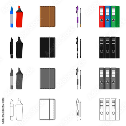 Isolated object of office and supply icon. Collection of office and school stock vector illustration.