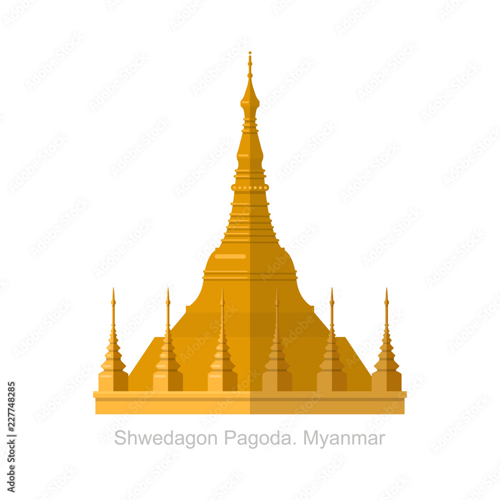 Naklejka premium Shwedagon Pagoda in Yangon, Myanma symbol icon